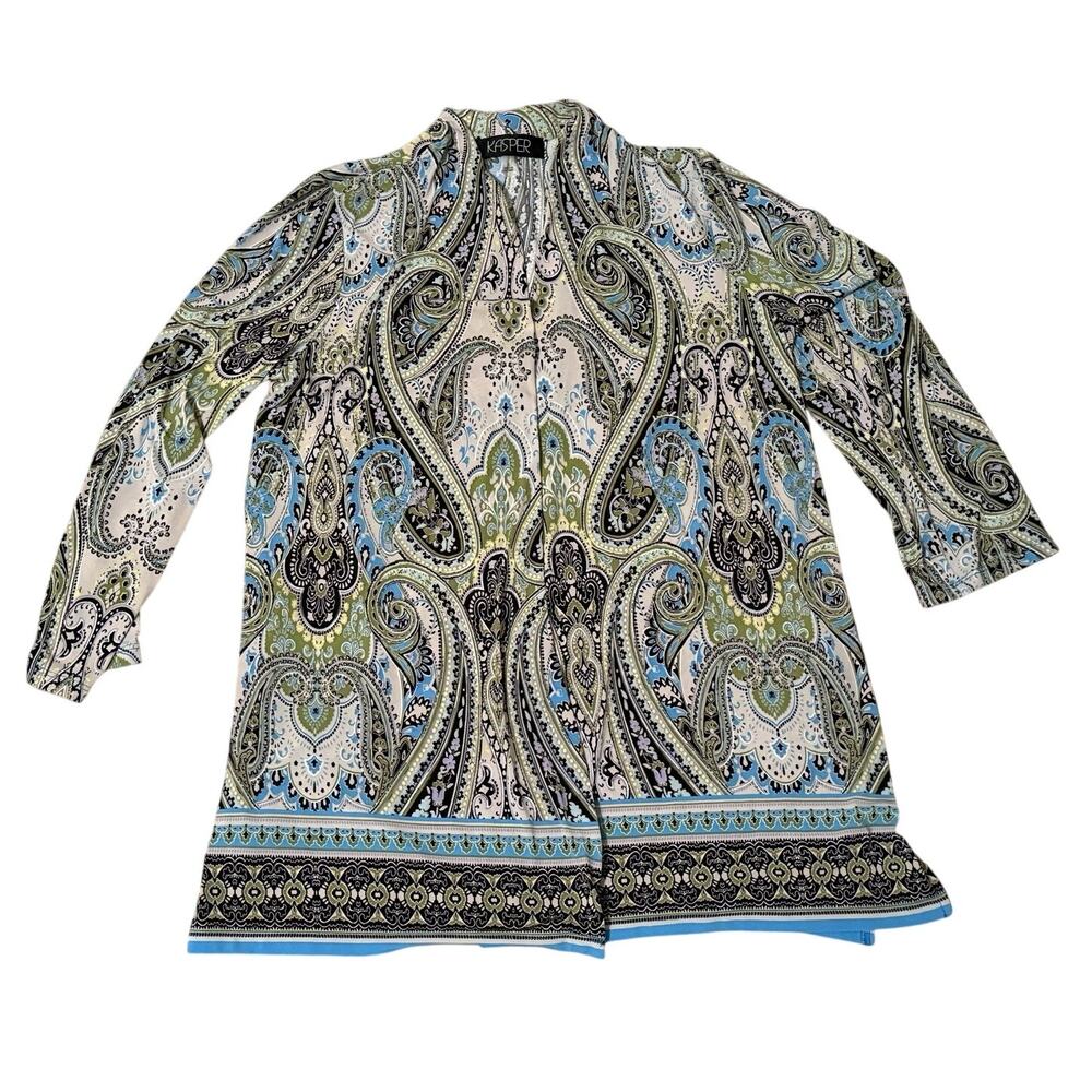 Kasper Paisley Print Open Front Cardigan, Size S